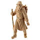 Shepherd with wood pulling for 12 cm Mountain Nativity Scene, natural Swiss pinewood s1