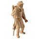 Shepherd with wood pulling for 12 cm Mountain Nativity Scene, natural Swiss pinewood s4