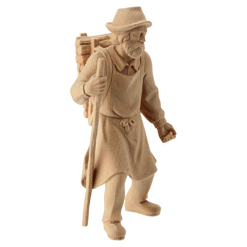 Shepherd pulling natural Mountain Pine wood nativity 12 cm 4