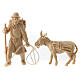 Ziehender Hirte und Esel mit Holz beladen, 2 Teile, für 10 cm Grödner Krippe, Linie Montano Cirmolo, aus Naturholz s1