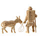 Ziehender Hirte und Esel mit Holz beladen, 2 Teile, für 10 cm Grödner Krippe, Linie Montano Cirmolo, aus Naturholz s4