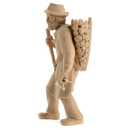 Pasterz ciągnący osła do szopki 12cm, naturalne drewno 4