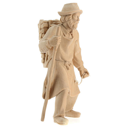 Pasterz ciągnący osła do szopki 12cm, naturalne drewno 6