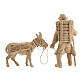 Nativity Shepherd pulling wood and donkey in Mountain Pine in natural wood 12 cm s7