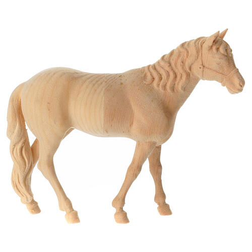 Cavallo in piedi presepe Montano Cirmolo legno naturale 12 cm 1
