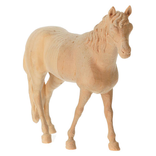 Cavallo in piedi presepe Montano Cirmolo legno naturale 12 cm 2