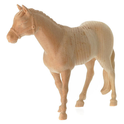Horse figurine standing in Mountain Pine wood 12 cm nativity 3