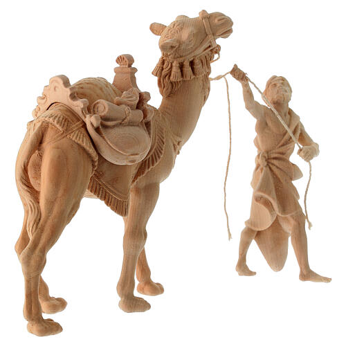 Camel driver with camel for 12 cm Mountain Nativity Scene of natural Swiss pinewood, set of 3 5