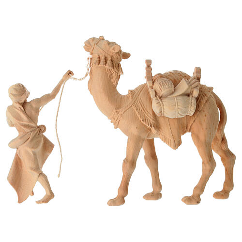 Camel driver with camel for 12 cm Mountain Nativity Scene of natural Swiss pinewood, set of 3 7