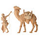 Chamelier et chameau 3 pcs pour crèche de montagne 12 cm en pin des Alpes naturel s7