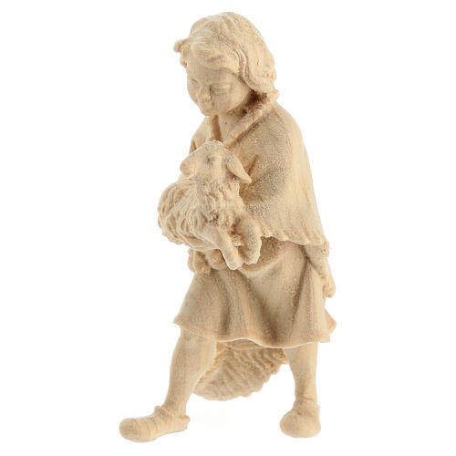 Bambino con agnello presepe Montano Cirmolo legno naturale 12 cm 2