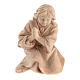 Girl praying on her knees in Mountain Pine in natural wood nativity 10 cm s1