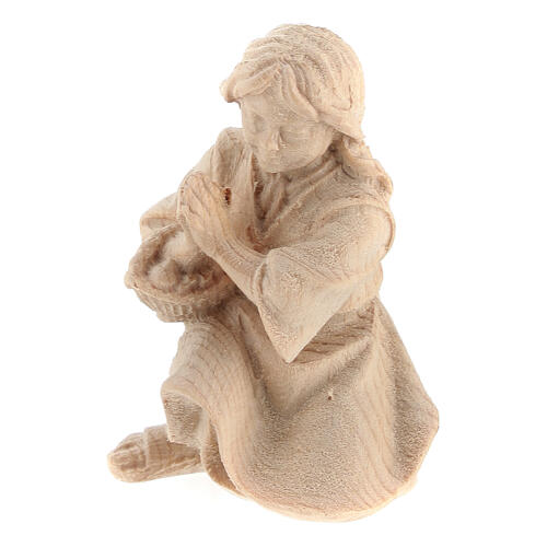 Betendes Mädchen, kniend, für 12 cm Grödner Krippe, Linie Montano Cirmolo, aus Naturholz 3