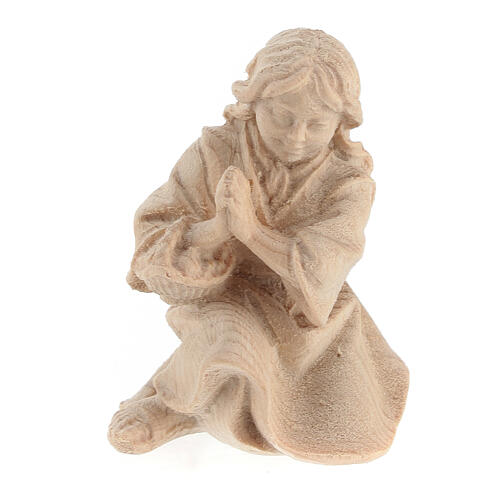 Praying young girl for 12 cm Mountain Nativity Scene of natural Swiss pinewood 1