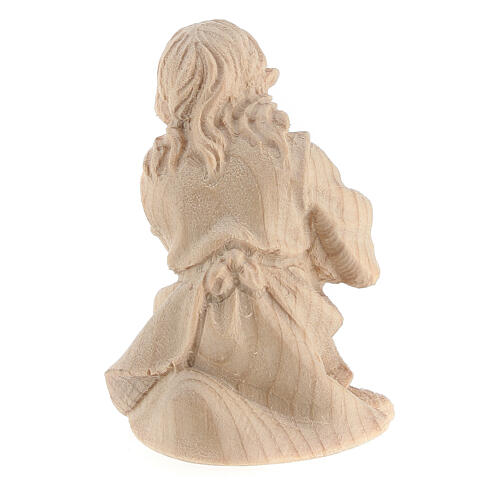 Girl praying on her knees in Mountain Pine in natural wood nativity 12 cm 4