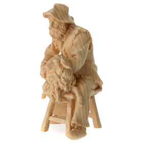 Pecoraio seduto presepe Montano Cirmolo legno naturale 12 cm
