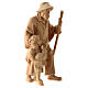 Pastore con bambina Montano Cirmolo legno naturale presepe 10 cm s2