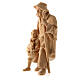 Pastor com menina madeira natural de pinheiro cembro presépio de montanha de 10 cm s3