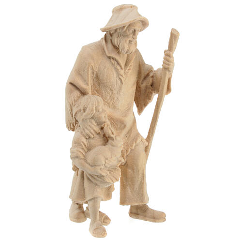Pastore con bambina Montano Cirmolo legno naturale 12 cm presepe  3