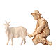 Shepherd milking, Mountain Nativity Scene, natural Swiss pinewood, 10 cm characters s1