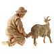 Shepherd milking a goat, Mountain Nativity Scene, natural Swiss pinewood, 10 cm characters s6
