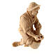 Shepherd milking with goat in Mountain Pine natural wood nativity 10 cm s2