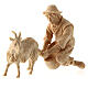 Shepherd milking with goat in Mountain Pine natural wood nativity 10 cm s3