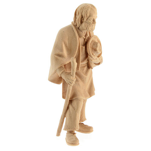 Old farmer with staff, Mountain Nativity Scene, natural Swiss pinewood, 10 cm characters 3
