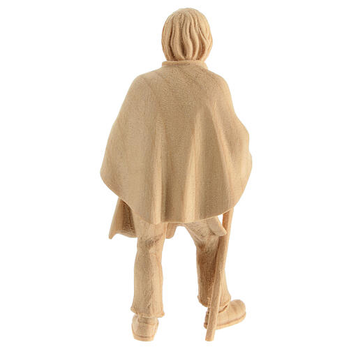 Anziano contadino con bastone presepe legno naturale Montano Cirmolo 10 cm 4