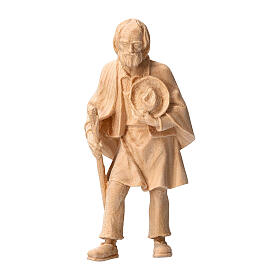 Old farmer with hat and staff of natural Swiss pinewood, 12 cm Mountain Nativity Scene