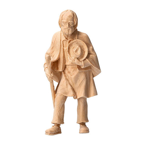Old farmer with hat and staff of natural Swiss pinewood, 12 cm Mountain Nativity Scene 1