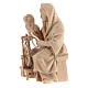 Peasant woman with spinning wheel Mountain Pine natural wood for nativity scene 10 cm s2