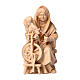 Peasant woman with spinning wheel Mountain Pine natural wood for 12 cm nativity scene s1