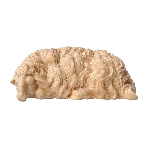 Sleeping sheep for Mountain Nativity Scene of 10 cm, natural Swiss pinewood 1