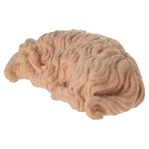 Sleeping sheep for Mountain Nativity Scene of 10 cm, natural Swiss pinewood 2