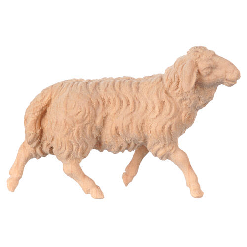 Pecora che corre Montano Cirmolo legno naturale 12 cm presepe 1