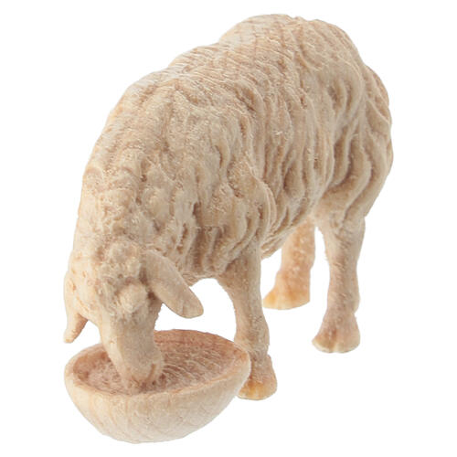 Drinking sheep for Mountain Nativity Scene of 10 cm, natural Swiss pinewood 2