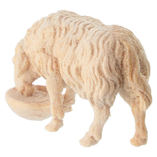 Drinking sheep for Mountain Nativity Scene of 10 cm, natural Swiss pinewood 3