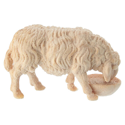 Drinking sheep for Mountain Nativity Scene of 10 cm, natural Swiss pinewood 4