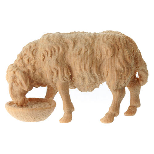 Drinking sheep for a 12 cm Mountain Nativity Scene in natural Swiss pinewood 1
