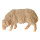 Eating sheep for Mountain Nativity Scene of 10 cm, natural Swiss pinewood s1