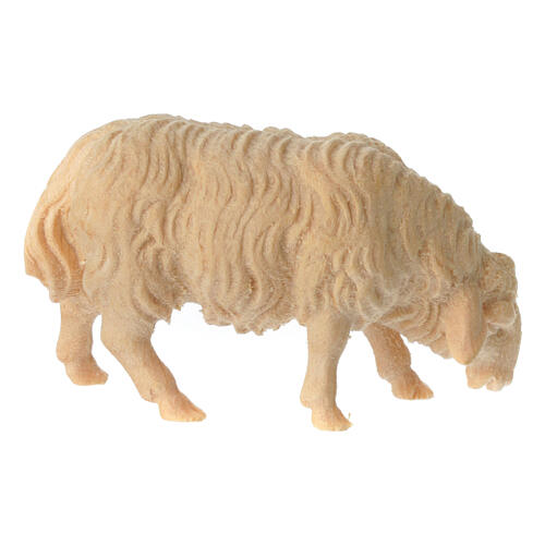 Sheep eating natural stone pine wood nativity scene 10 cm 2