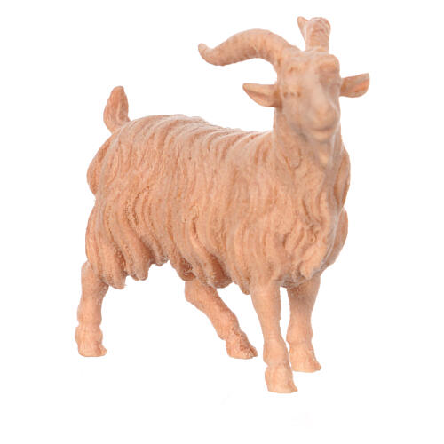 Billy goat for Mountain Nativity Scene of 10 cm, natural Swiss pinewood 2