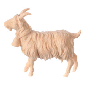 Figurine de chèvre avec clochette pour crèche de montagne pin cembro naturel 10 cm