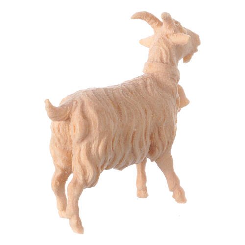 Figurine de chèvre avec clochette pour crèche de montagne pin cembro naturel 10 cm 2