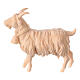 Figurine de chèvre avec clochette pour crèche de montagne pin cembro naturel 10 cm s1
