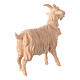 Figurine de chèvre avec clochette pour crèche de montagne pin cembro naturel 10 cm s2