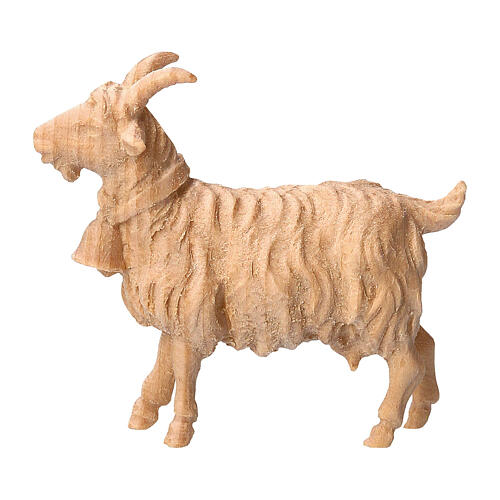 Goat with bell of natural Swiss pinewood, for 12 cm Mountain Nativity Scene 1