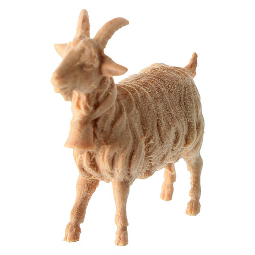 Goat with bell of natural Swiss pinewood, for 12 cm Mountain Nativity Scene 2