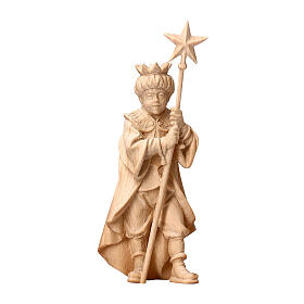 Young singer with star, figurine of natural Swiss pinewood for Mountain Nativity Scene of 10 cm